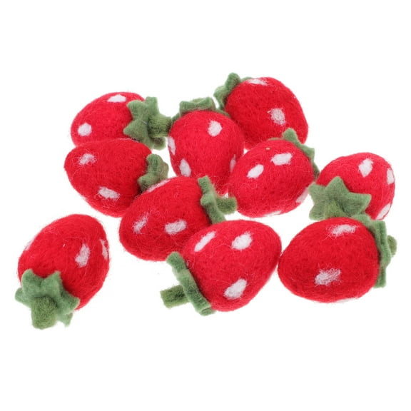ORDDIART Red Wool Felt Strawberry Crafts 10Pcs for Family Decorations
