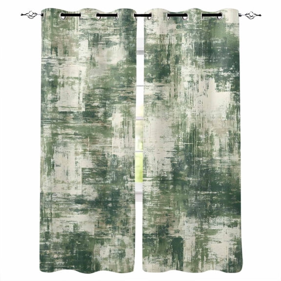 Sage Green Ombre Kitchen Curtains Gradient Abstract Art Vintage Cafe Short Curtains for Bathroom Blackout Window Curtain Grommet Small Window Treatment Tier Drapes for Bedroom Living Room 42"x45"x2