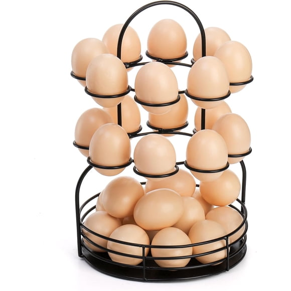 Yopay Support à Œufs en Métal pour Comptoir, Présentoir de Rangement pour Œufs de Poule Fraîche, Panier de Collecte d'Œufs à 3 Niveaux avec Poignée, Support de Présentation d'Œufs de Pâques pour Réfrigérateur, 16 Œufs+