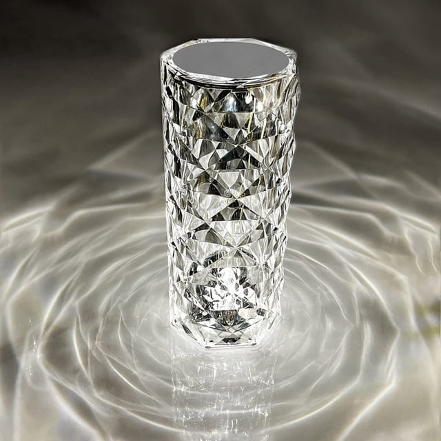 Crystal Table Lamp Rose Lamp with Touch Control 3 Colors Changing USB-C Rechargeable Battery 2000 mAh LED Nightstand Lamps for Living Room Bedroom Decorative Light for Party Dinner Et
