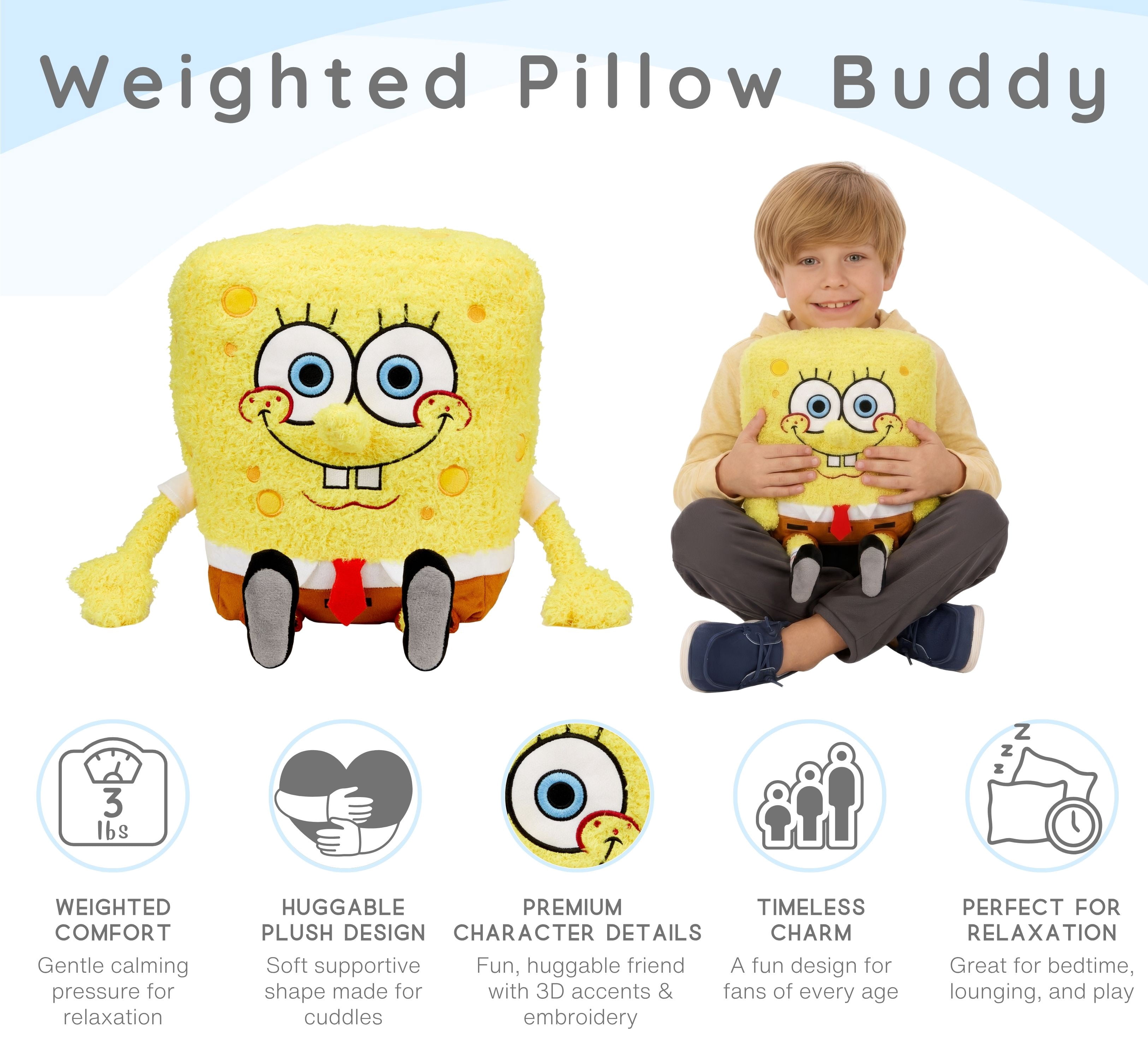 SpongeBob SquarePants Kids Weighted Pillow Buddy, 3 lb Character Plush