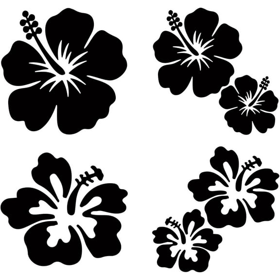4 Sheets Hibiscus Flower Car Decal Large Size Car Stickers 6pcs Hawaiian Flower Sun Protection Self Adhesive Car Accessories Automotive Exterior Decoration