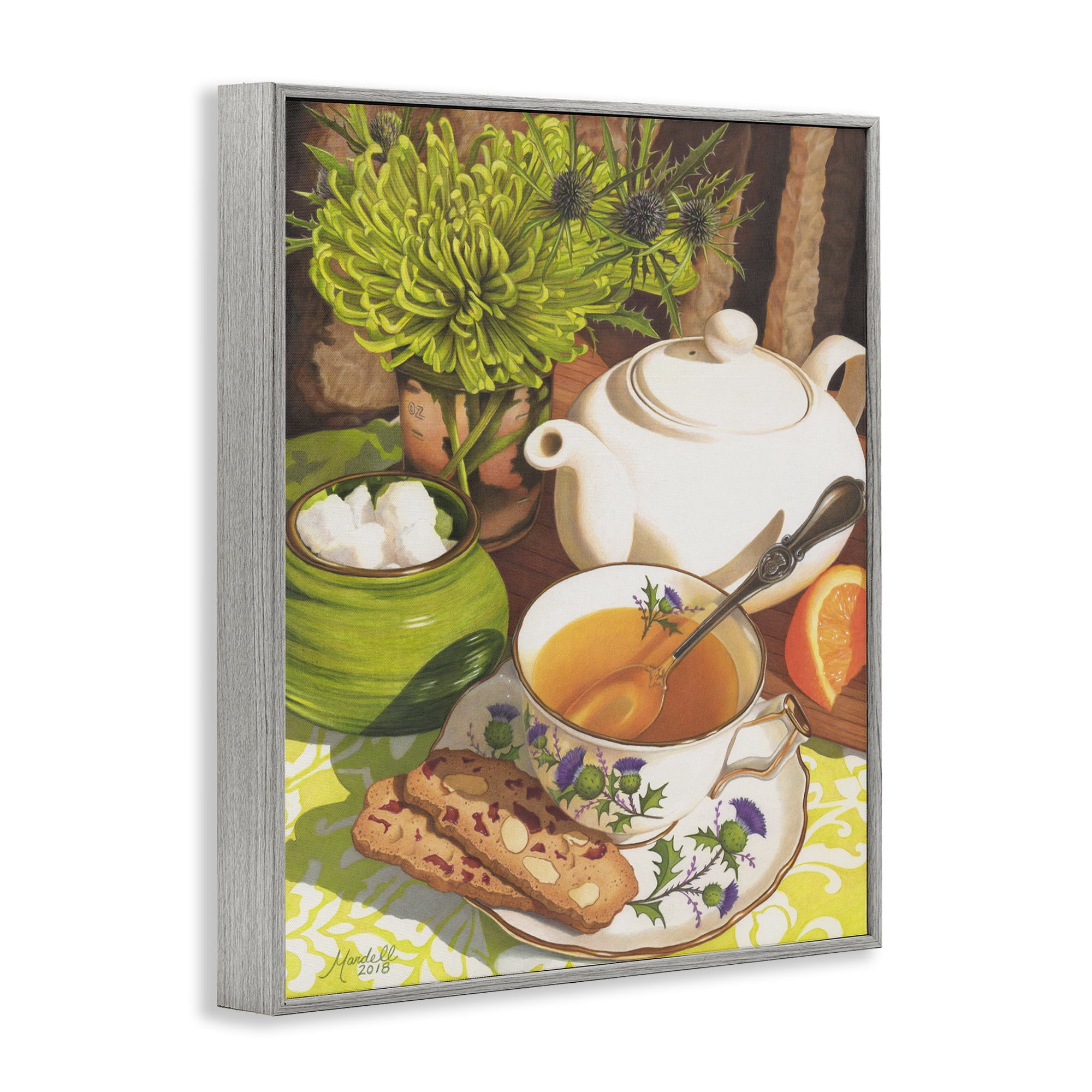 Stupell Industries Tea & Biscuits Scene Food & Beverage Painting Gray Framed Art Print Wall Art, 11 x 14