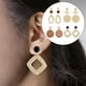 thumbnail image 5 of 4 pares de pendientes de ratán con tejido bohemio para mujeres y niñas. de color oscuro, 5 of 9
