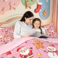 thumbnail image 5 of Manfei Merry Xmas 7pcs Queen Bedding,Red-Green Christmas Stocking Bedding Comforter Set Queen,Pink Reversible, 5 of 7
