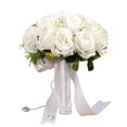thumbnail image 3 of Sonducket Ramo de satén de boda con cinta de perlas Decoración de mano nupcial Flores decorativas artificiales para celebración de compromiso Ropa, zapatos y accesorios Miscelánea, 3 of 6