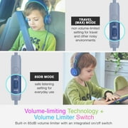 MEE audio KidJamz KJ55 Safe Listening USB-C Kids Headphones with LED Lights for Boys and Girls / Students / School / Library / Classroom (Blue)