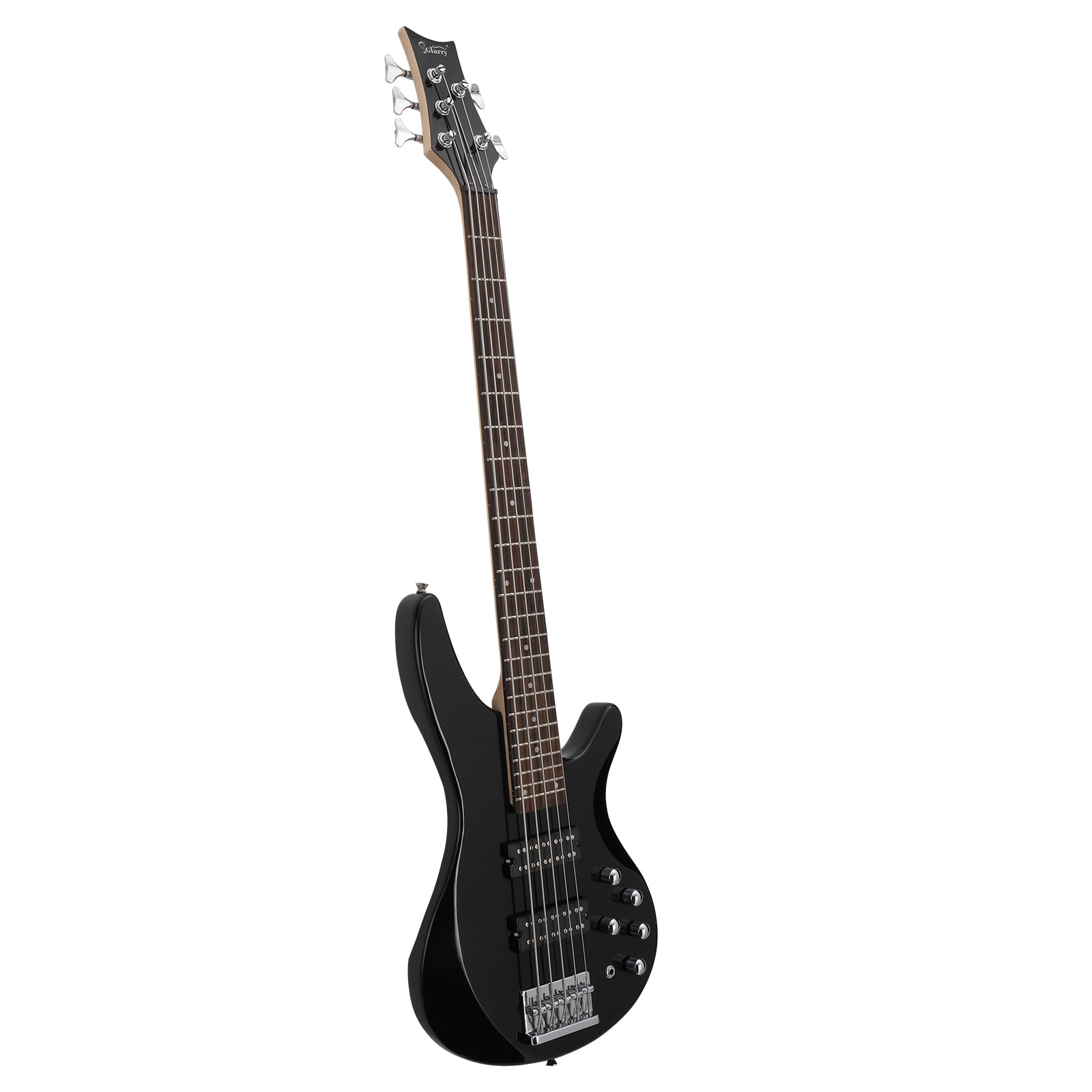 44 Inch GIB 5 String H-H Pickup Laurel Wood Fingerboard Electric Bass Guitar with Bag and Other Accessories Black