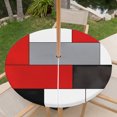 thumbnail image 3 of Red Grey Geometric Round Outdoor Tablecloth with Umbrella Hole Zipper, Modern Black White Abstract Art Elastic Fitted Table Cover, Waterproof Table Cloth for Patio Picnic Party Fits 45"-54", 3 of 9