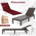 thumbnail image 3 of Gymax 2 Pcs Chaise Longue de Patio Fauteuil Inclinable avec Dossier Réglable 3 Positions et Coussin Brun et Rouge, 3 of 9