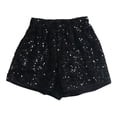 thumbnail image 3 of Sequin Shorts for Women 2026 Summer Elastic High Waist Wide Leg Sparkle Booty Shorts Dancewear Clubwear, 3 of 5