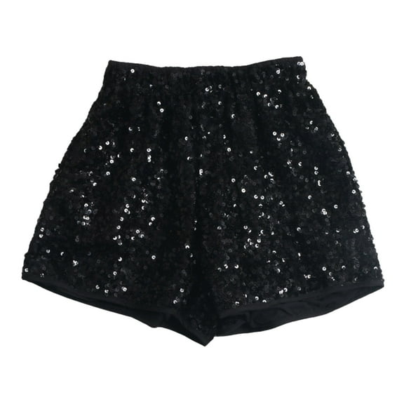 Women's High Waisted Stretchy Summer Shorts Sequin Wide Leg Pants Elastic Waisted Pants Casual Beach Shorts S-XL