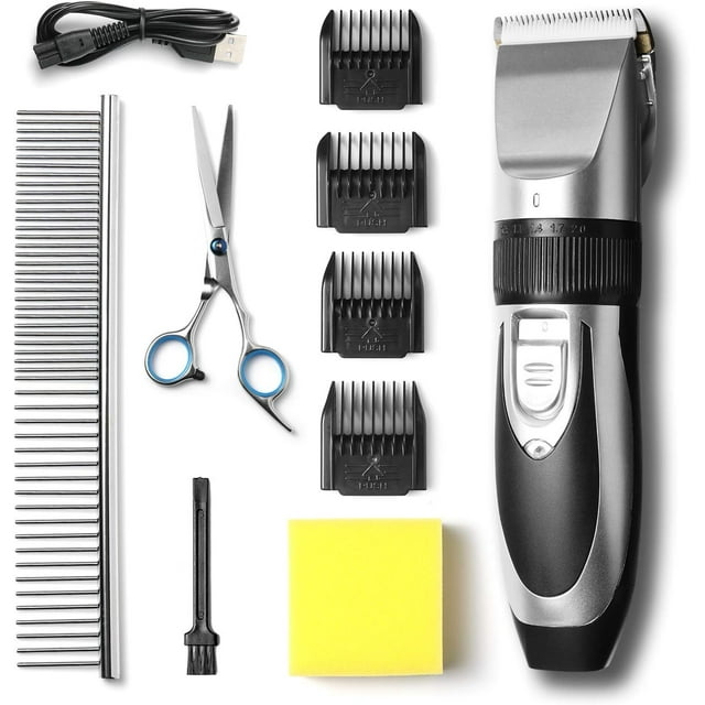 HAHADAXA Tondeuses pour Chiens, Kit de Toilettage pour Chiens Coupe-Cheveux pour Animaux de Compagnie à Faible Bruit Rasoir Professionnel Sans Fil Rechargeable USB pour Petits Animaux de Compagnie de Taille Moyenne