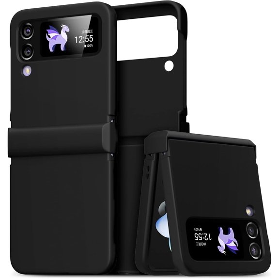 Case for Samsung Galaxy Z Flip 4, Slim Silky Touch Phone Case Hard PC Shockproof Anti-Yellowing Protective Cover Case for Samsung Z Flip 4 5G 2022, Black