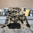 thumbnail image 2 of Qinduosi Skull Blanket Decorative Death Moth and Flowers Plush Blanket for Bed Sofa Couch Decor Pesonalized Skeleton Bones Throw Blanket Black Cream Fuzzy Blanket, 2 of 6