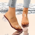 thumbnail image 5 of Qingpeng Womens Transparent Open Toe Sandals Chunky Heel One Line Toe Strap Summer Fashion Clear Shoes Club Party Daily Casual Footwear, 5 of 9