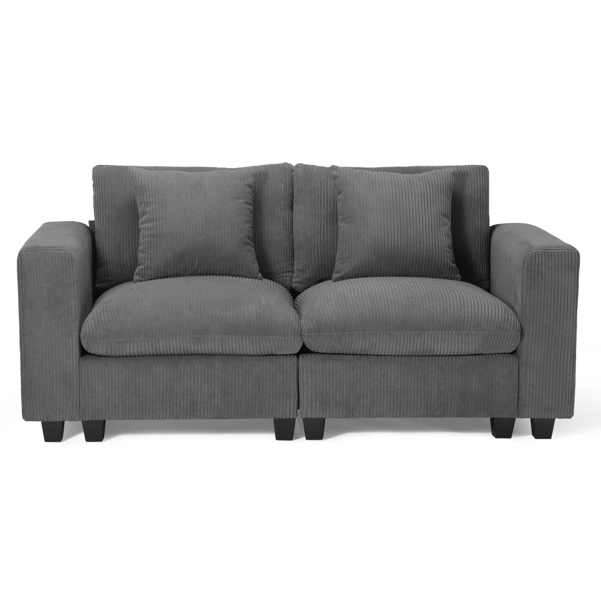 WestinTrends Hearthside 70" Modular Corduroy Loveseat Sofa With USB/Type-C Ports and Side Pockets, Gray
