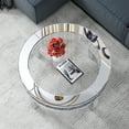 thumbnail image 3 of 35.5'' Round Glass Top Coffee Table with Crystal Inlay Modern Round Coffee Table Silver Accent Table for Living Room Decor, 3 of 9