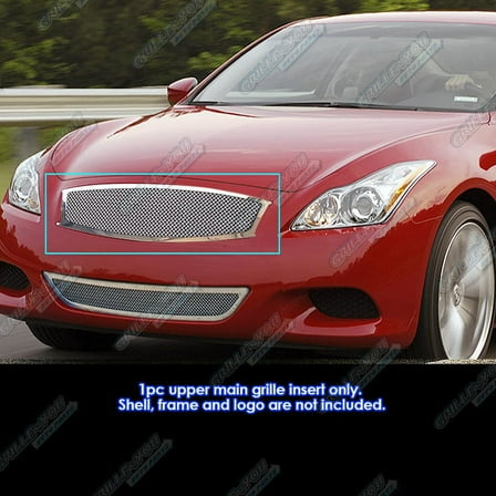 APS Compatible with Infiniti G37 2008-2011 Coupe Main Upper Stainless Steel Chrome Mesh Front Grill Grille Insert N75219T