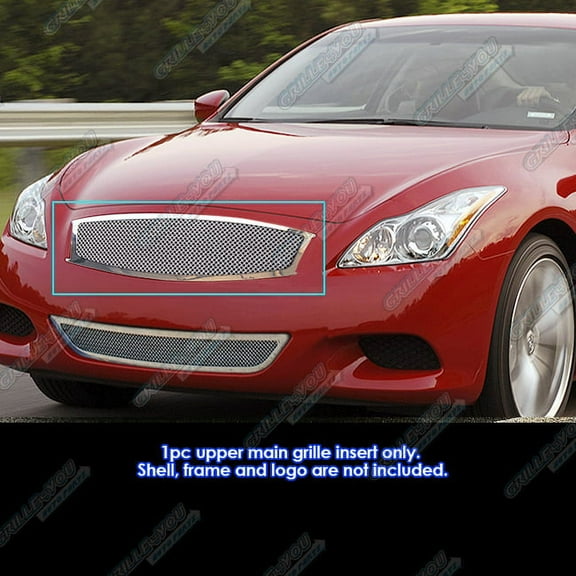 APS Compatible with Infiniti G37 2008-2011 Coupe Main Upper Stainless Steel Chrome Mesh Front Grill Grille Insert N75219T