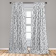 thumbnail image 4 of Ambesonne Grey Modern Curtains, Monochrome Flora Art, Pair of 28"x95", Black Off White, 4 of 4