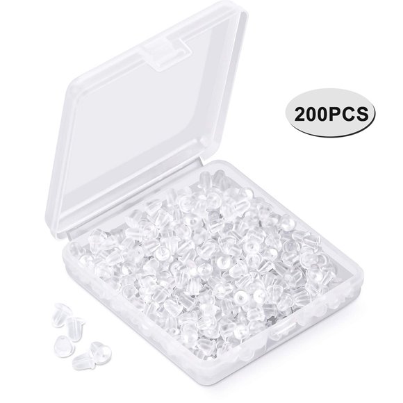 Bobasndm Silicone Earring Backs Earring Backings 200 Pcs Soft Clear Ear Safety Back Pads Backstops Clutch Stopper Replacement for Fish Hook Earring Studs Hoops, Diameter 4mm