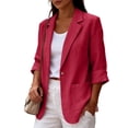 thumbnail image 2 of Blazers for Women Business Casual 3/4 Long Sleeve Lapel Open Front Suit Jacket Work Blazer with Pockets Business Casual Office Work Suit Jacket Summer Dressy Coat Outfits, 2 of 7