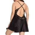 thumbnail image 2 of Nananla Women's Silk Satin Lace Back Cross Plus Size Pajamas Nightdress Thong Sexy Lingerie, 2 of 4