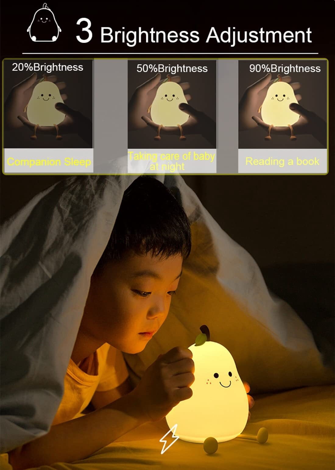 LED Lying Flat Duck Night Light, 3 Level Dimmable Nursery Nightlight,Cute Lamps Silicone Squishy Light Up Duck,Rechargeable Bedside Touch Lamp for Breastfeeding Toddler Baby Kids Decor
