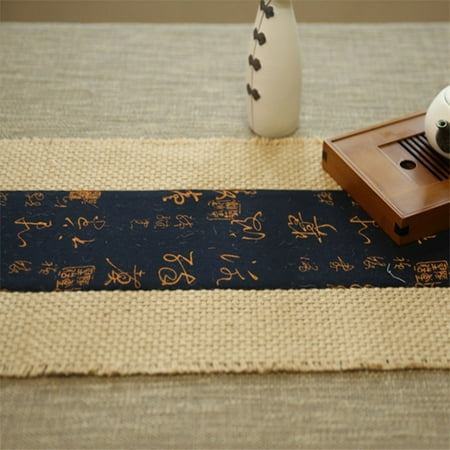 

Table Runner Vintage Fabric Jute Tablecloth Woven Anti Slip Burlap Table Runner-O-30x280cm(12x110inch)