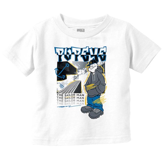 Popeye Urban City Skyscraper Cartoon Toddler Boy Girl T Shirt Infant Toddler Brisco Brands 6M