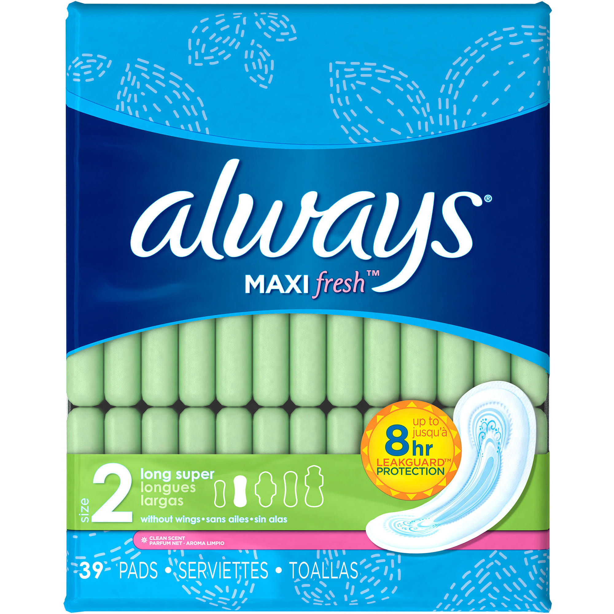Equate Maxi Pads Regular with Wings, 48 count