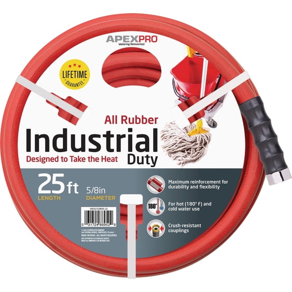 Teknor Apex 8695 Industrial Never Kink 5/8"x 25' Rubber Water Hose