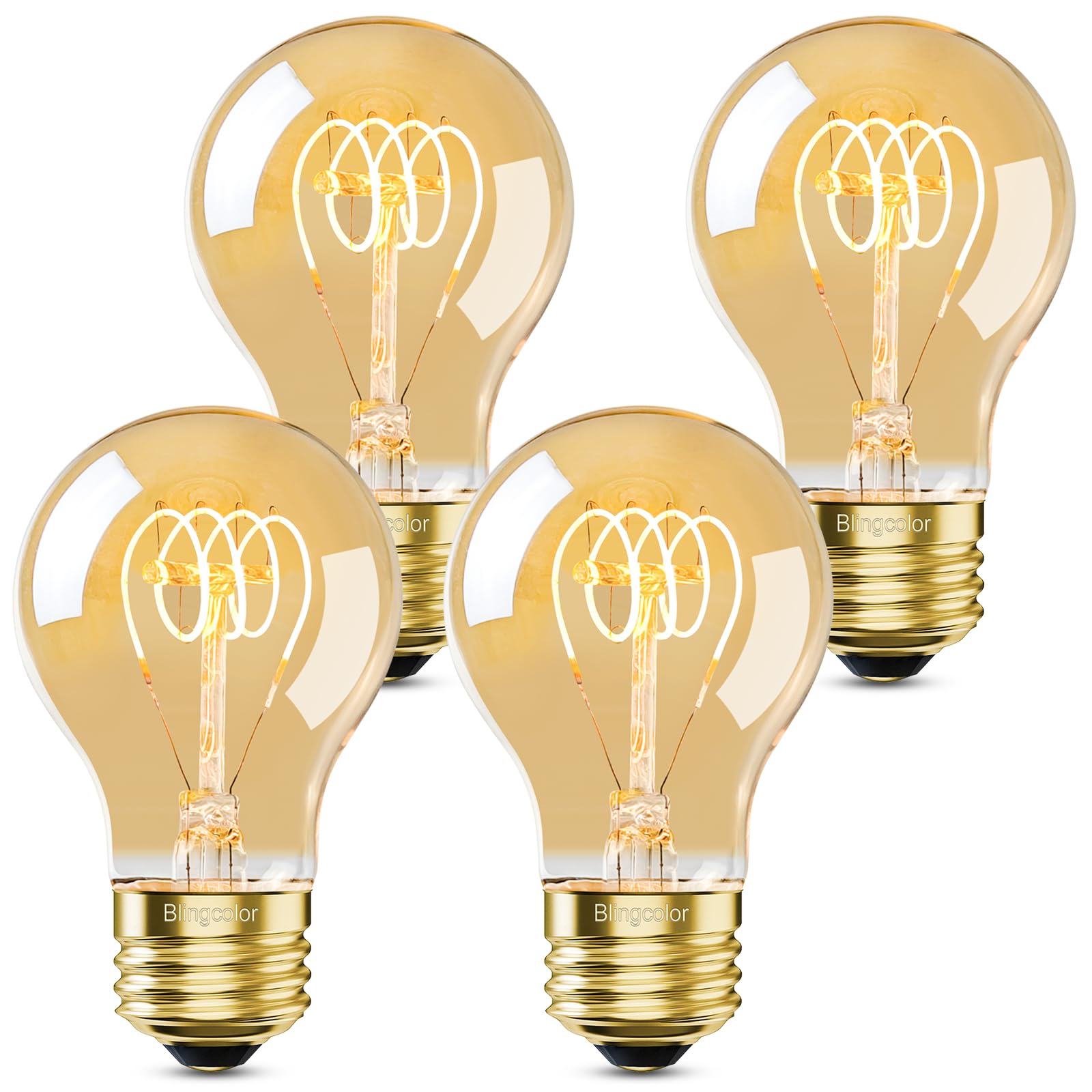 Bombillas LED Edison BLINGCOLOR A19, 4 W, 2500 K, blanco cálido ...