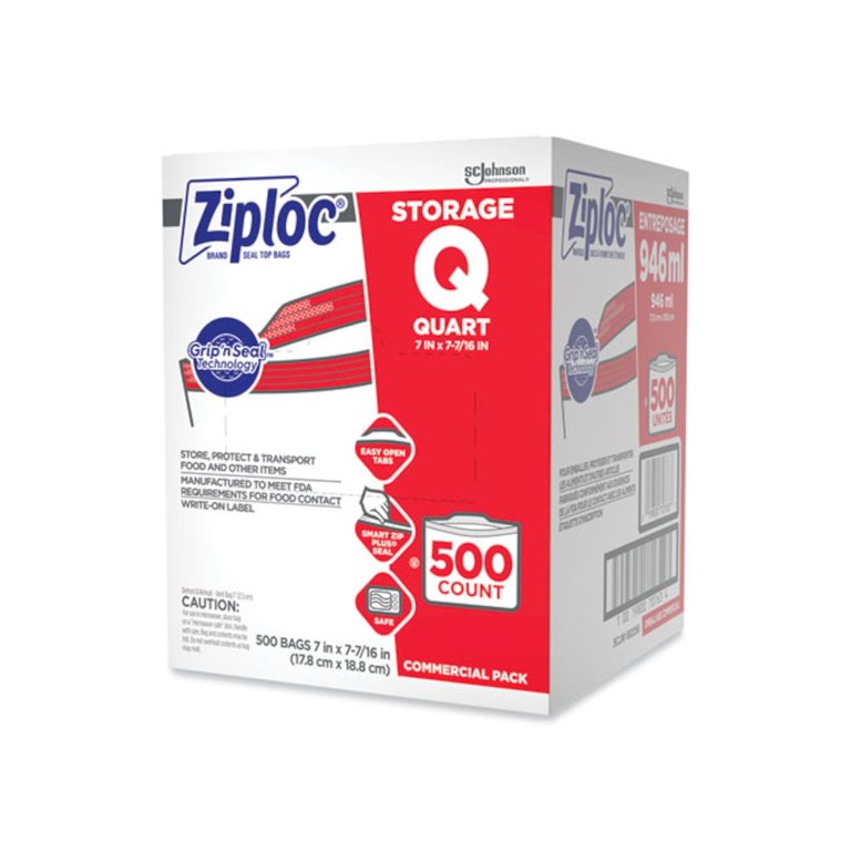 Ziploc Quart Size Storage Bags, 500 Ct with Easy Open Tabs and