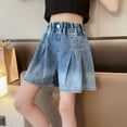 thumbnail image 4 of KAUOD Kids Girls Knee Length Jorts 2025 Trendy Vintage Elastic High Waisted Wide Leg Casual Jean Shorts with Pockets, 4 of 9