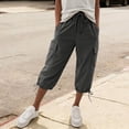 thumbnail image 2 of Womens Capris with Pockets Loose Fit Casual Capri Pants Dressy Lightweight Ladies Baggy Cargo Pants for Hiking by Yigetop Grey 3XL, 2 of 6