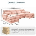 thumbnail image 2 of 110 U-Shaped Couch, Pink Cloud Modular Sectional Sofa, 4 Seats with Pillows for Living Room, Ultra Comfy Chenille Fabric, Deep Double Cushions, 2 of 10