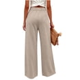 thumbnail image 5 of Maplenight Cotton Linen Wide Leg Pants for Women Drawstring Elastic Waist Palazzo Pants Side Pockets Lightweight Travel Beach Casual Lounge Trousers, 5 of 6