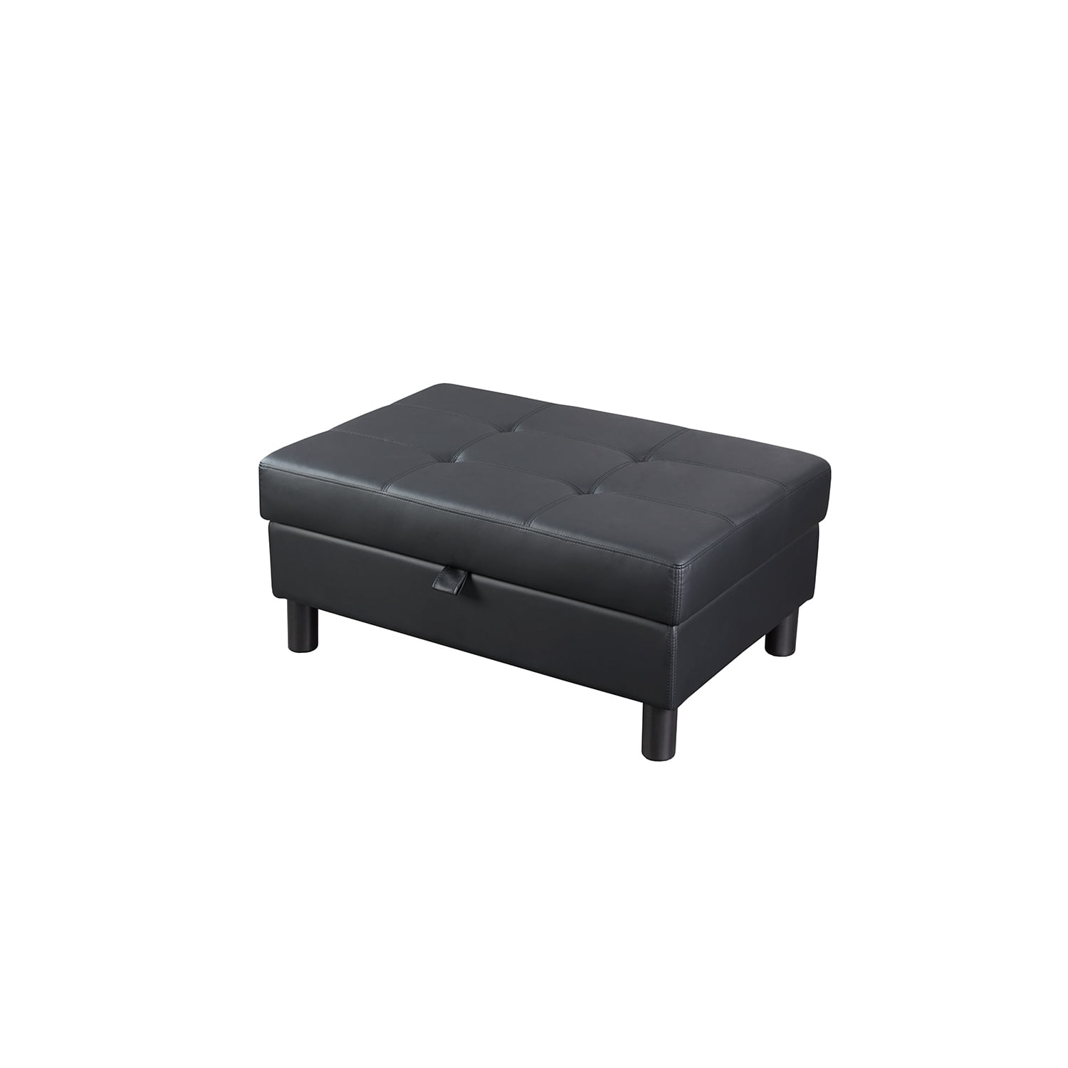 DAE Left Facing Sectional Sofa L-Shape Faux Leather Black - Walmart.com