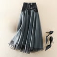 thumbnail image 4 of WTXUE Skirts, Tutu Skirts A-Line, Retro Skirt Half Length Skirt Yarn Skirt High Waist Belt Solid Mid-Length Women, Gray Size L, 4 of 6