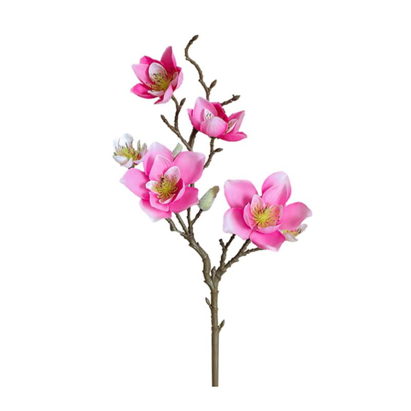 3Head Artificial Fake Flowers Leaf Magnolia Floral Wedding Bouquet Garden Decor 