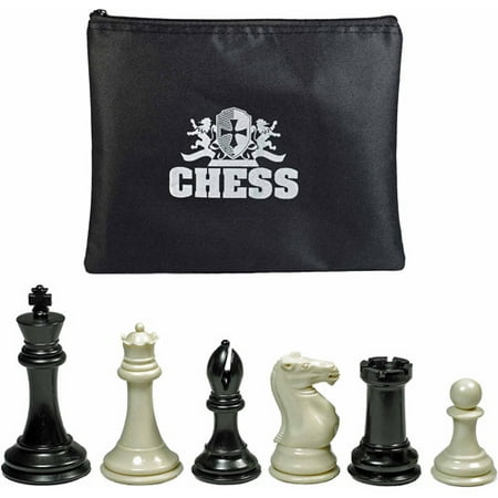 Triple Weighted Staunton Chess Pieces Super Tournament Staunton Chessmen, Triple Weighted Black and Cream Plastic Set with 4