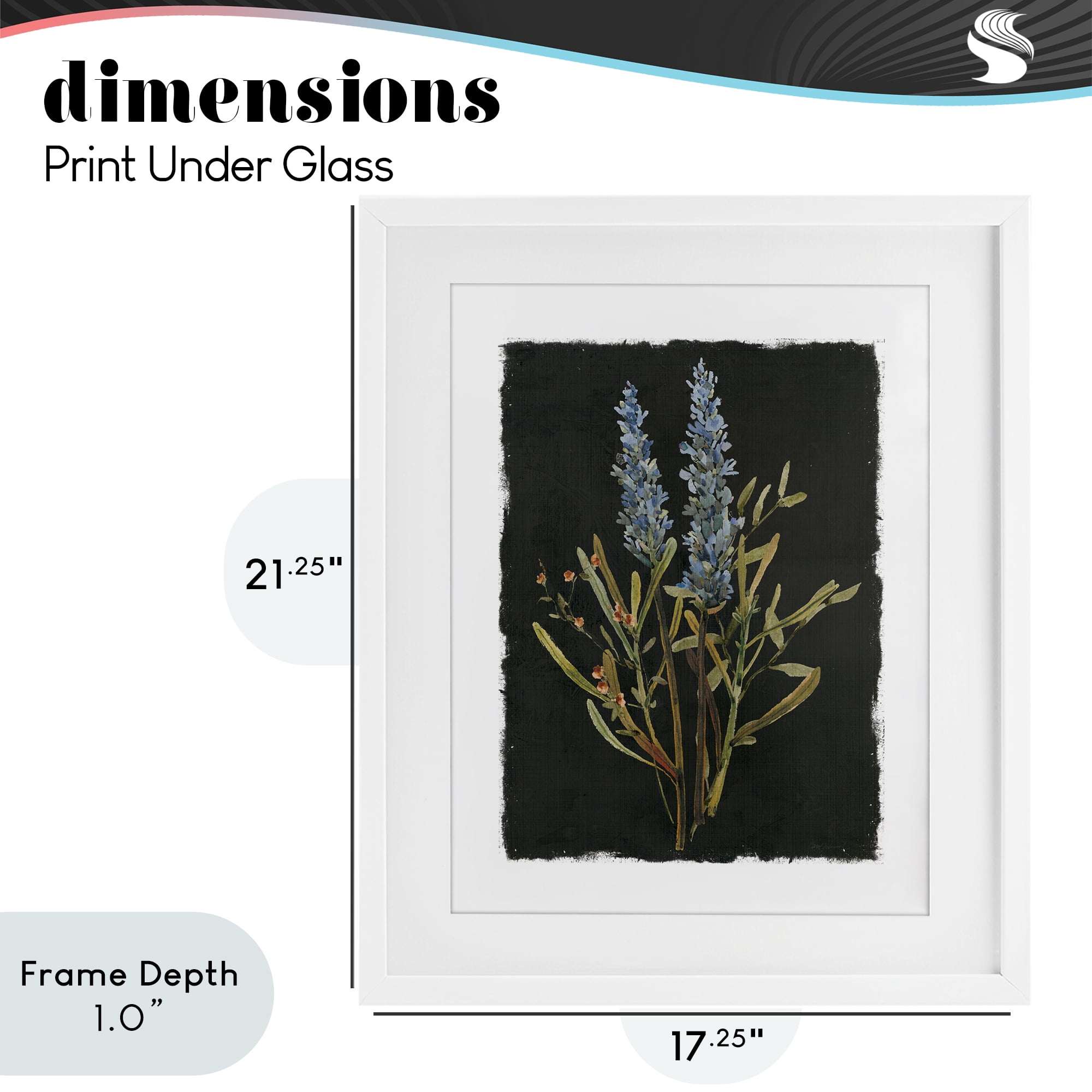 Stupell Industries Lavender Sprigs on Dark Background White Framed Print Under Glass, design by Carol Robinson