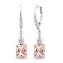Gem Stone King 925 Sterling Silver Peach Nano Morganite Dangle Earrings for Women (4.88 Cttw, Gemstone October Birthstone, Octagon 9X7MM)