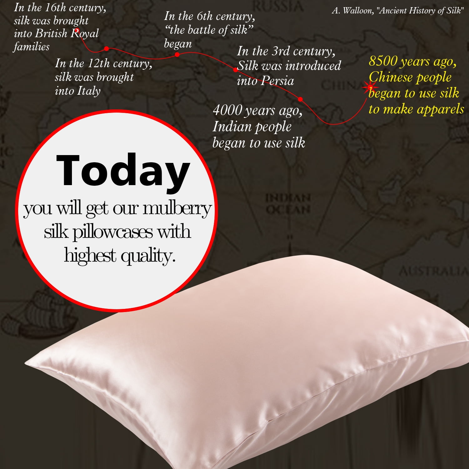 Flxxie 1 Pack 100% Pure Both Sides Mulberry Silk Pillowcase for Hair and Skin, 22 Momme Bed Pillow Case with Hidden Zipper, Queen, 20"x30", Light Plum