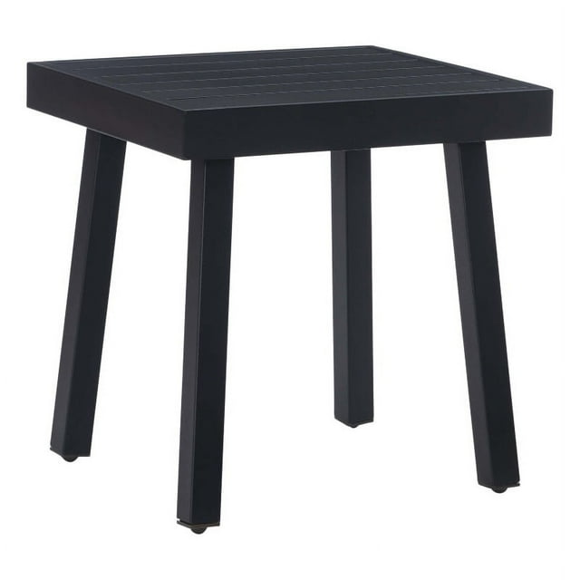 Afuera Living Modern Metal Outdoor Side Table in Black Finish