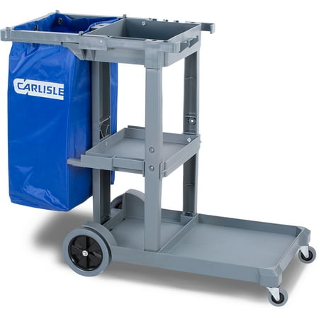 Carlisle JC1945S23 Short Platform Janitorial Cart, 300 lbs Capacity, 45" Length x 19" Width 39" Height