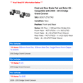 thumbnail image 2 of Front and Rear Brake Pad and Rotor Kit - Compatible with 2008 - 2012 Dodge Grand Caravan 2009 2010 2011, 2 of 2