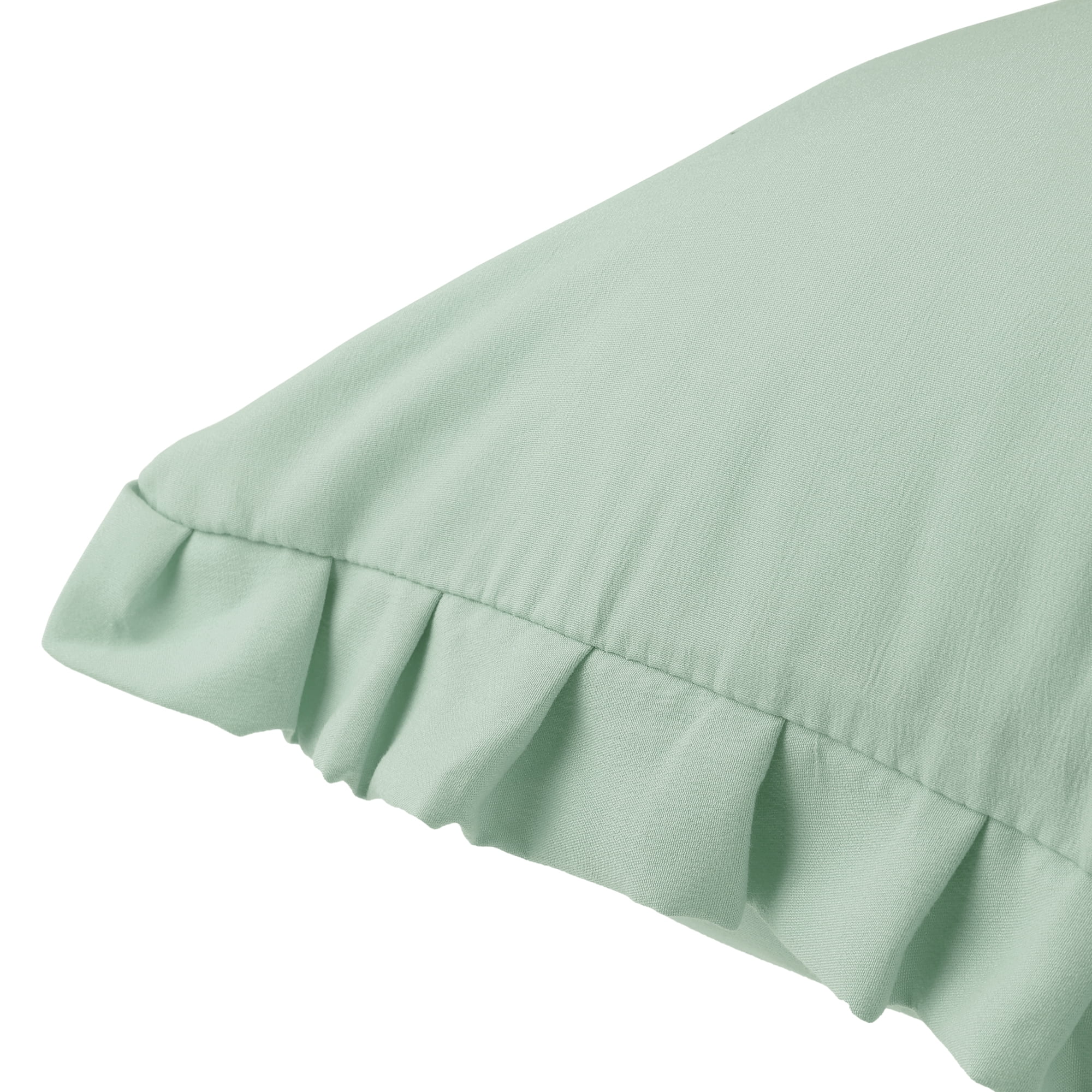 Unique Bargains Pack of 2 Ruffled Edge Ruffled Envelope Closure Pillow Shams Green Queen